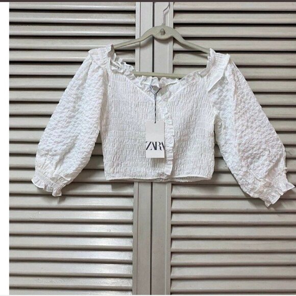 Zara Textured CROP TOP WHITE Size L NEW WITH TAG! - Picture 5 of 5